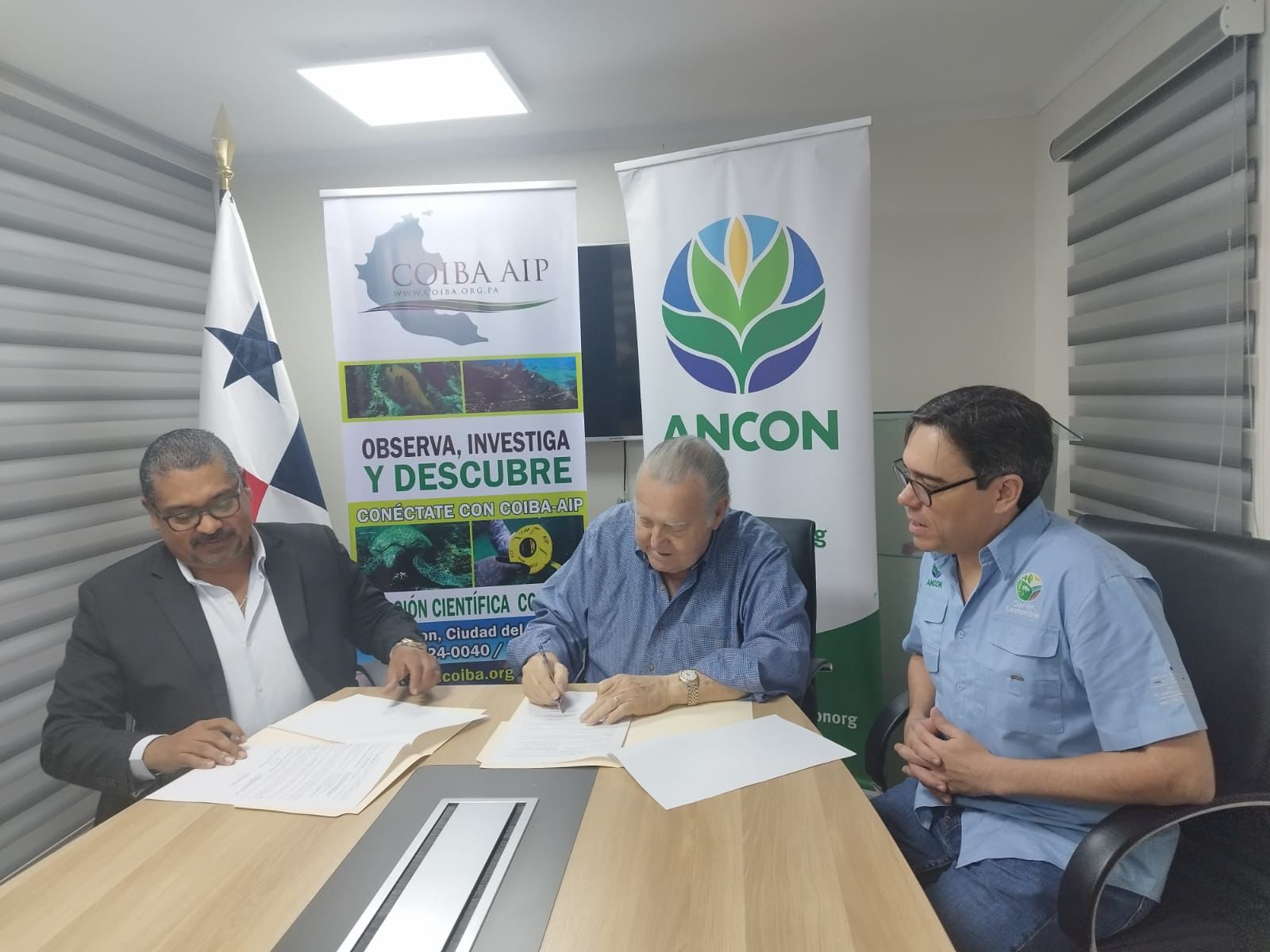 Coiba AIP y ANCÓN firman acuerdo para intercambio de información científica en dos Parques Nacionales.